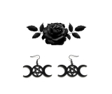 Náušnice gothic style-Pentagram between moons