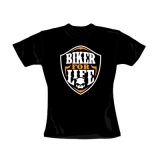 BIKER FOR LIFE - Skull Logo Crest - čierne dámske tričko