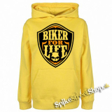 BIKER FOR LIFE - Skull Logo Crest - žltá pánska mikina