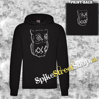 OWL - Painted Owl - čierna pánska mikina 