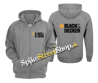 BLACK & DECKER - Logo - šedá pánska mikina na zips