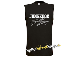 JUNGKOOK - Logo & Signature - čierne pánske tričko bez rukávov