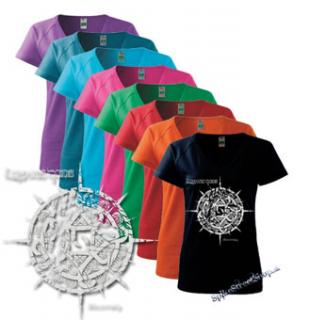LUNATIC GODS - Slnovraty - strieborné logo - farebné dámske tričko
