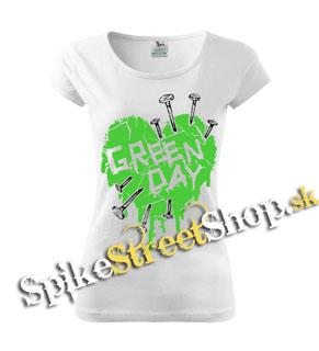 GREEN DAY - Green Heart - biele dámske tričko