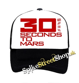 30 SECONDS TO MARS - Red Logo - čiernobiela sieťkovaná šiltovka model "Trucker"
