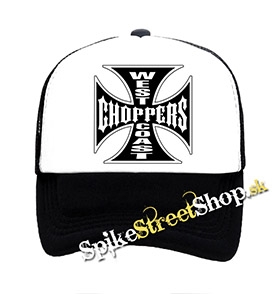 WEST COAST CHOPPERS - Logo - čiernobiela sieťkovaná šiltovka model "Trucker"