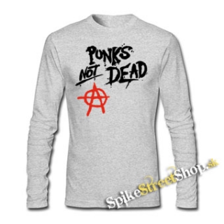 ANARCHY - Punks Not Dead - šedé detské tričko s dlhými rukávmi