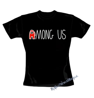 AMONG US - Red White Logo - čierne dámske tričko