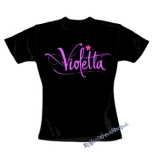 VIOLETTA - Pink Logo - čierne dámske tričko (-50%=VÝPREDAJ)