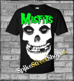 MISFITS - Skull Green Logo - čierne pánske tričko (-30%=VÝPREDAJ)
