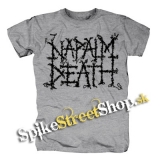 NAPALM DEATH - Logo - sivé pánske tričko (-30%=VÝPREDAJ)