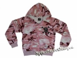 ARMY - maskáčová dámska mikina s lebkou (pink-camo) (Výpredaj)