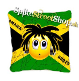 JAMAICA ROOTS - Smajlík s dredami a sluchátkami - vankúš (Výpredaj)