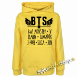 BTS - BANGTAN BOYS - Logo And Names - žltá detská mikina