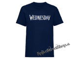 WEDNESDAY - Logo White Nevermore Academy Series - námornícke modré detské tričko