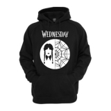 WEDNESDAY - Addams Braids & Spiderweb Motive - čierna pánska mikina