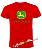 JOHN DEERE - Logo Yellow Green - červené pánske tričko