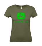 JOHN DEERE - Logo Green - khaki dámske tričko