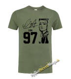 BLACKPINK - Lisa 97 Poster Signature - olivové pánske tričko