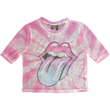 ROLLING STONES - Pink Gradient Tongue - biele dámske tričko crop top KR