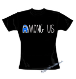 AMONG US - Blue White Logo - čierne dámske tričko