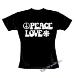 PEACE LOVE - čierne dámske tričko