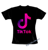 TIK TOK - Logo Rainbow - čierne dámske tričko