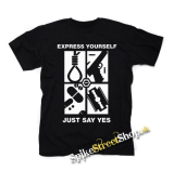 EXPRESS YOURSELF JUST SAY YES - čierne detské tričko