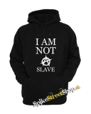 I AM NOT A SLAVE - White - čierna pánska mikina
