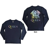 QUEEN - Rainbow Crest - modré pánske tričko s dlhými rukávmi