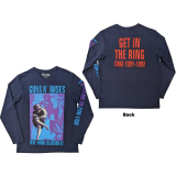 GUNS N ROSES - Get In The Ring Tour 91-92 - modré pánske tričko s dlhými rukávmi