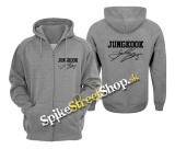 JUNGKOOK - Logo & Signature - šedá pánska mikina na zips