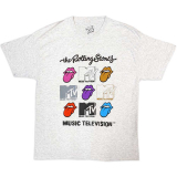 MTV - Rolling Stones Logo Grids - sivé pánske tričko