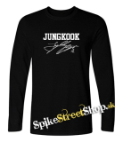 JUNGKOOK - Logo & Signature - čierne pánske tričko s dlhými rukávmi