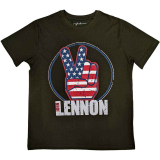 JOHN LENNON - Peace Fingers US Flag - čierne pánske tričko