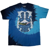 NICK MASON'S SAUCERFUL OF SECRETS - Hokusai Wave Dip Dye - modré pánske tričko