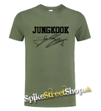 JUNGKOOK - Logo & Signature - olivové pánske tričko