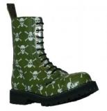 Topánky STEEL - SKULLS - GREEN/WHITE - 10 dierkové