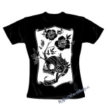 SKULL FLOWER - čierne dámske tričko