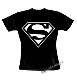 SUPERMAN - White Logo - čierne dámske tričko
