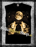 WOLF COLLECTION - Vlci vyjúci na mesiac - čierne pánske tričko bez rukávov