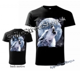 WOLF COLLECTION - Vlk vyjúci na mesiac - čierne pánske tričko