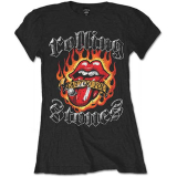 ROLLING STONES - Flaming Tattoo Tongue - čierne dámske tričko