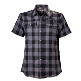 JACK DANIELS - Black/Grey Shirt With Checkered Print - košeľa s krátkymi rukávmi