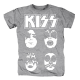 KISS - Band Four Faces - sivé pánske tričko