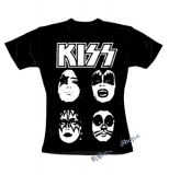 KISS - Band Four Faces - čierne dámske tričko