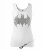 BATMAN - Cracked Emblem - strieborné logo - Ladies Vest Top - biele