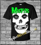 MISFITS - Skull Green Logo - čierne pánske tričko