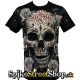 GOTHIC COLLECTION - Skull & Roses - čierne pánske tričko