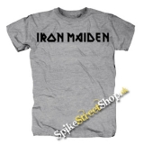 IRON MAIDEN - Black Logo - sivé pánske tričko